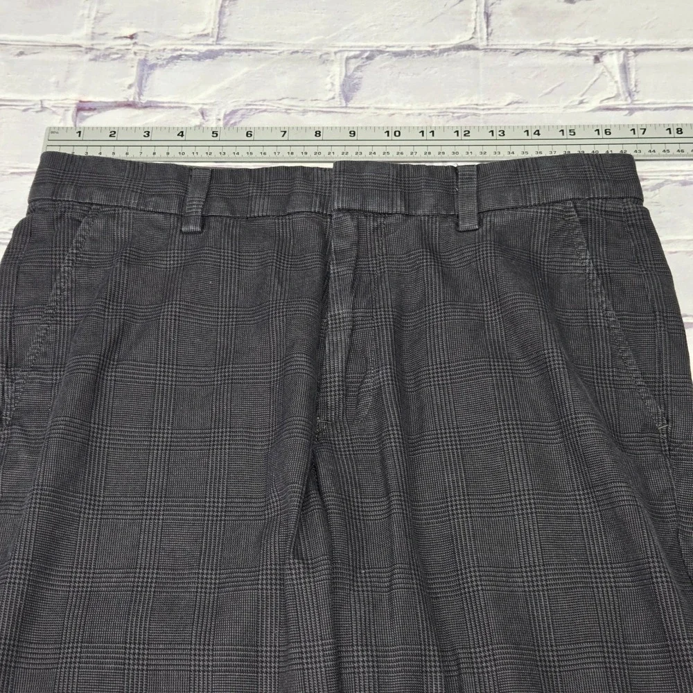 Gap Straight Fit Pants Black Grey Plaid Cotton Glen Check Trousers Mens 33x30